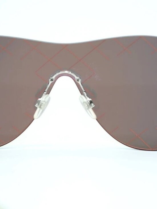 Chanel Silvertone Metal and Red Tinted Shield Sunglasses-71158 main image 10